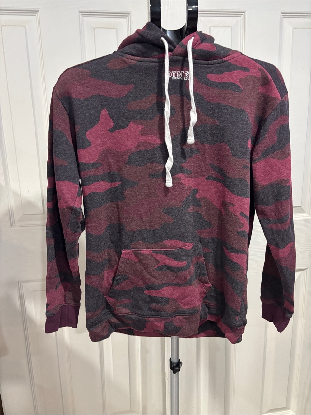 PINK Victoria's Secret Burgundy & Charcoal Camo Hoodie